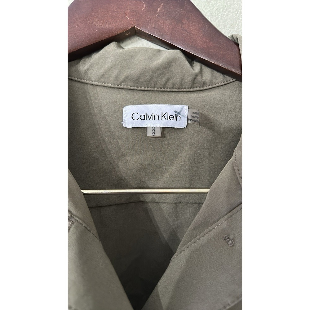 Calvin Klein Utility Jacket Shirt‎ Blouse Medium Green Elastic Waistband - Picture 4 of 8